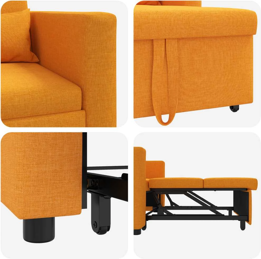 Ištraukiamas sofa-lova vienvietis Tamsiai geltona audinys