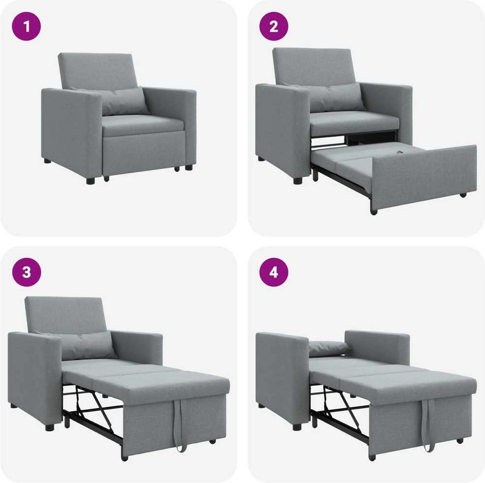 Ištraukiamas sofa-lova vienvietis Šviesiai pilka audinys