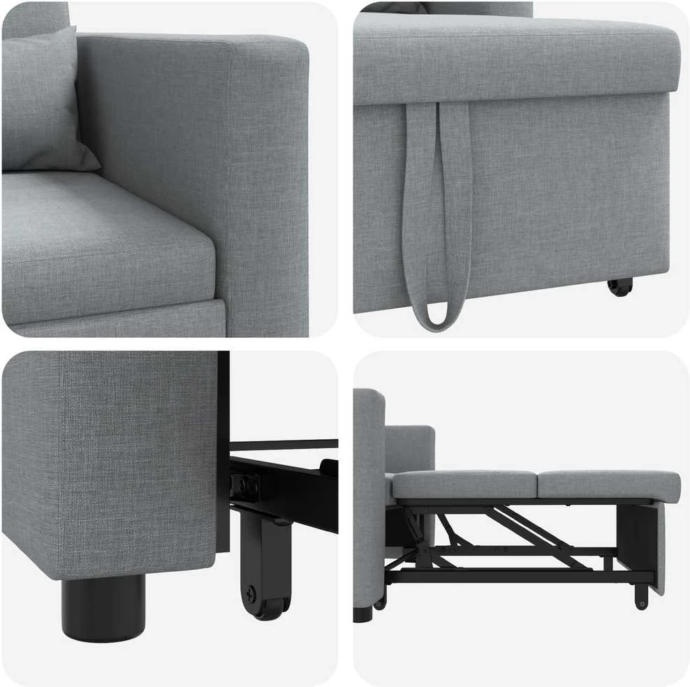 Ištraukiamas sofa-lova vienvietis Šviesiai pilka audinys