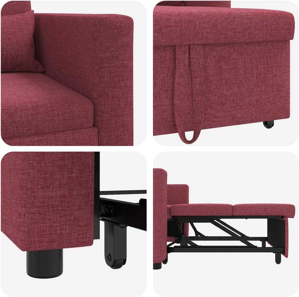 Fotelis Ištraukiamas sofa-lova vienvietis Vyno raudonumo audinys