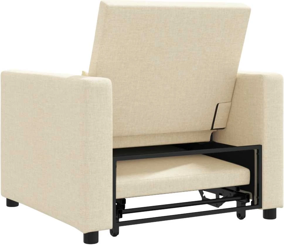Fotelis Ištraukiamas sofa-lova vienvietis Kreminė 90 x 165 x 87 cm