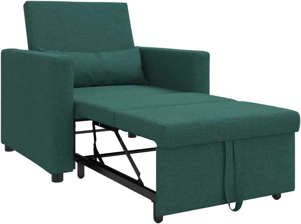 Ištraukiamas sofa-lova vienvietis su ratu Tamsiai žalia audinys