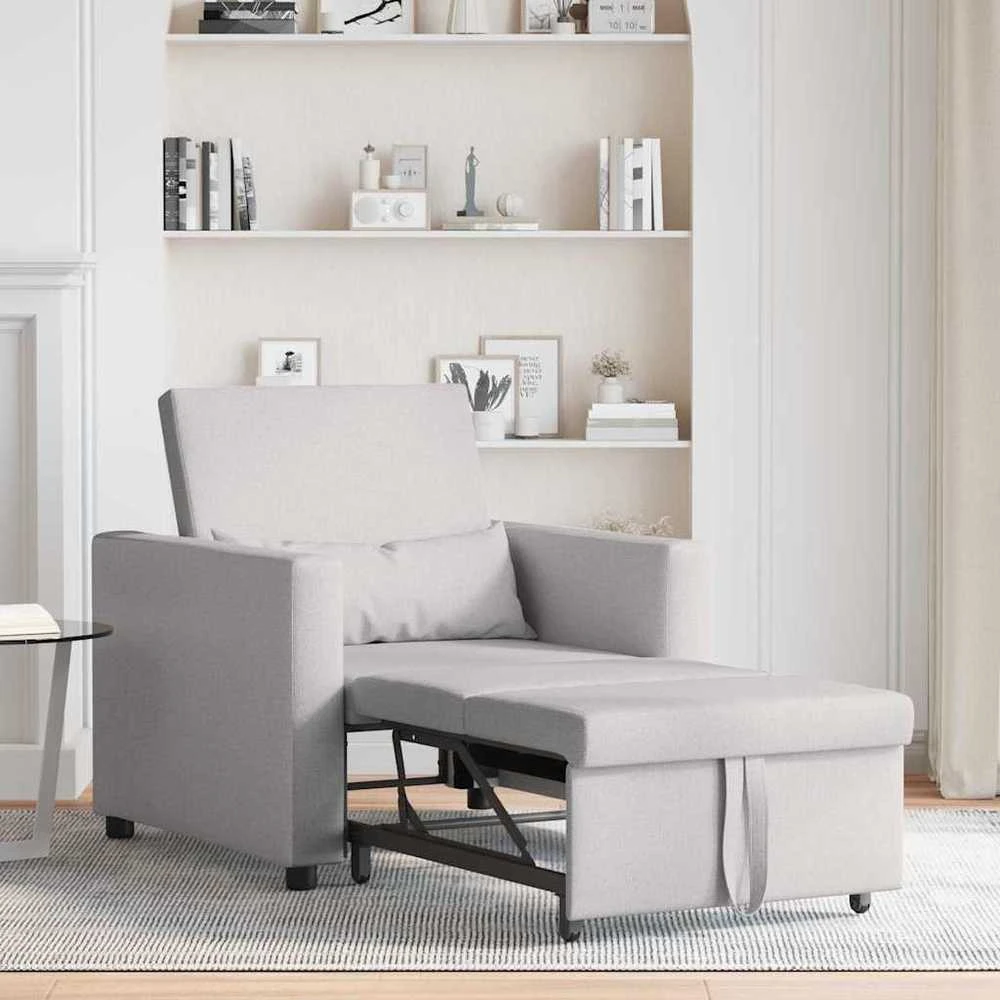 Ištraukiamas sofa-lova vienvietis su ratais Debesų pilka