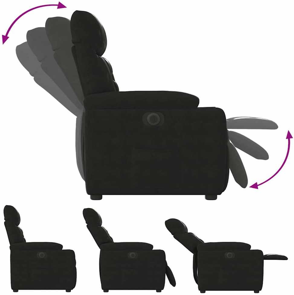 Fotelis Atlošiamas elektrinis krėslas, juodas, mikropluošto audinys