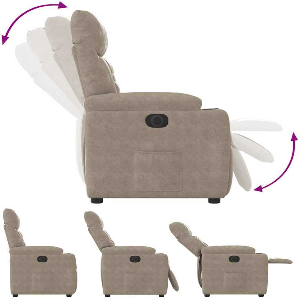 Fotelis Atlošiamas elektrinis krėslas, taupe, mikropluošto audinys