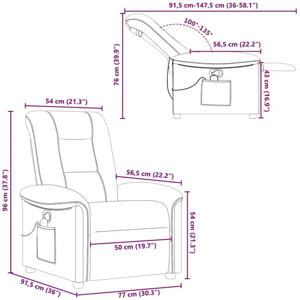 Fotelis Atlošiamas masažinis krėslas, rudos spalvos, audinys