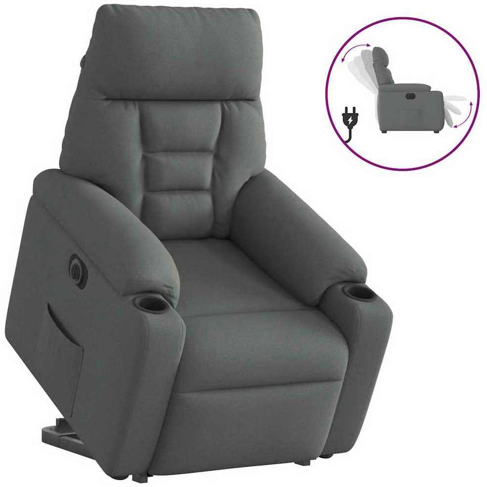Fotelis Atsistojantis atlošiamas krėslas, tamsiai pilkas, audinys