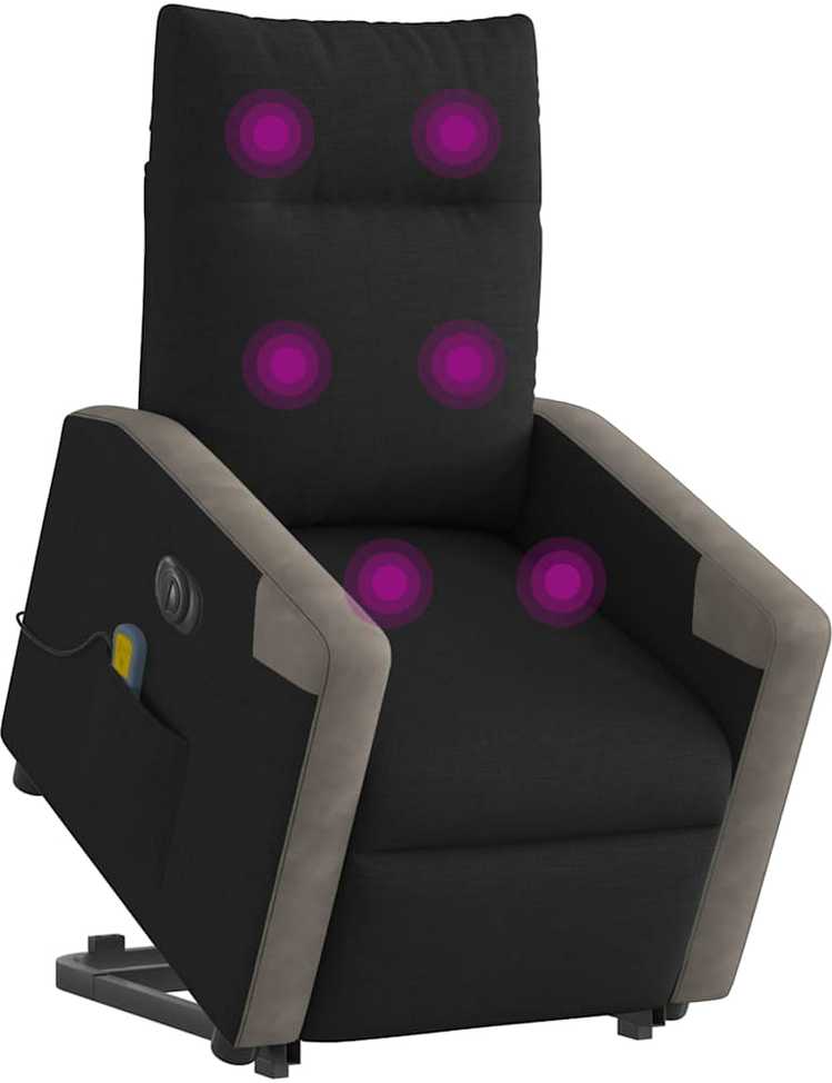 Fotelis Atsistojantis elektrinis masažinis krėslas, juodas, audinys