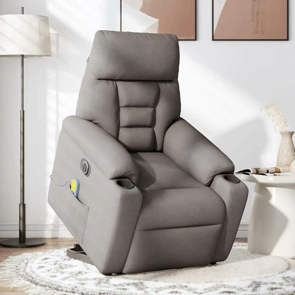 Fotelis Atsistojantis elektrinis masažinis krėslas, taupe, audinys