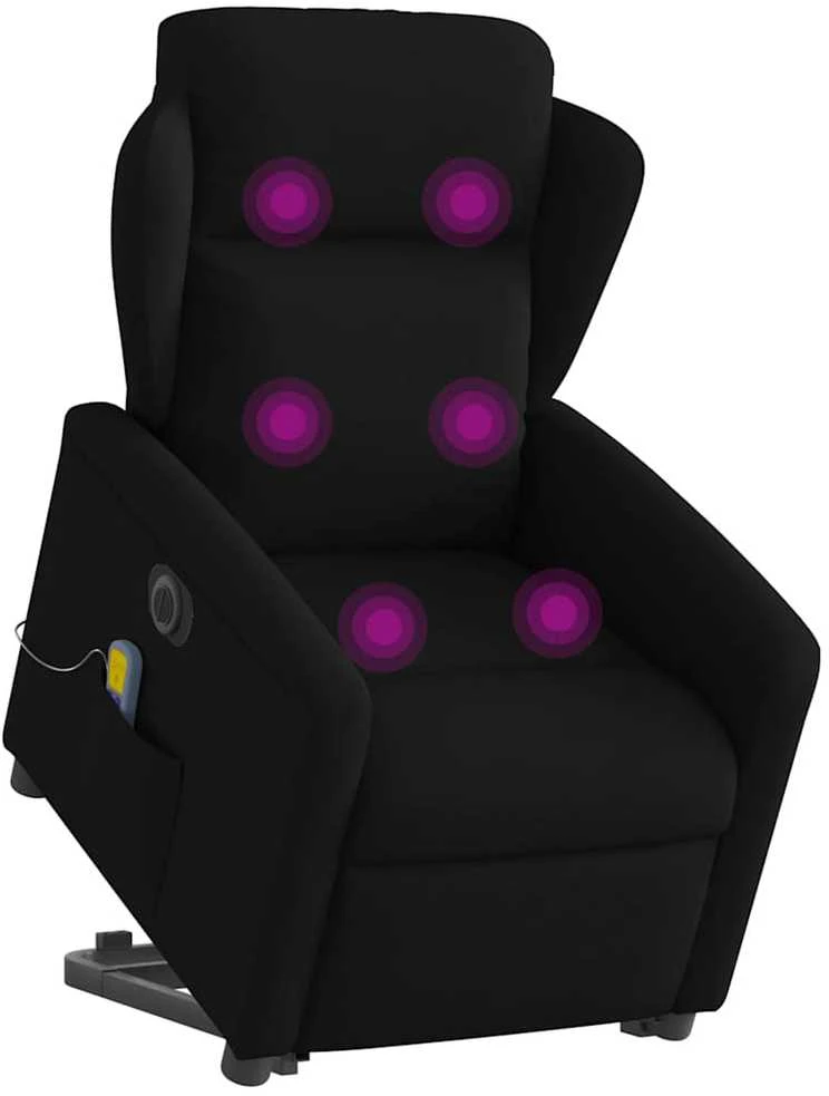 Fotelis Atsistojantis elektrinis masažinis krėslas, juodas, audinys