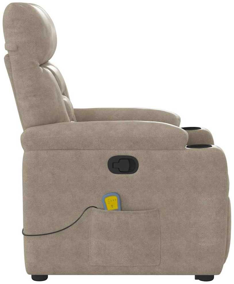 Fotelis Atsistojantis masažinis krėslas, taupe, mikropluošto audinys