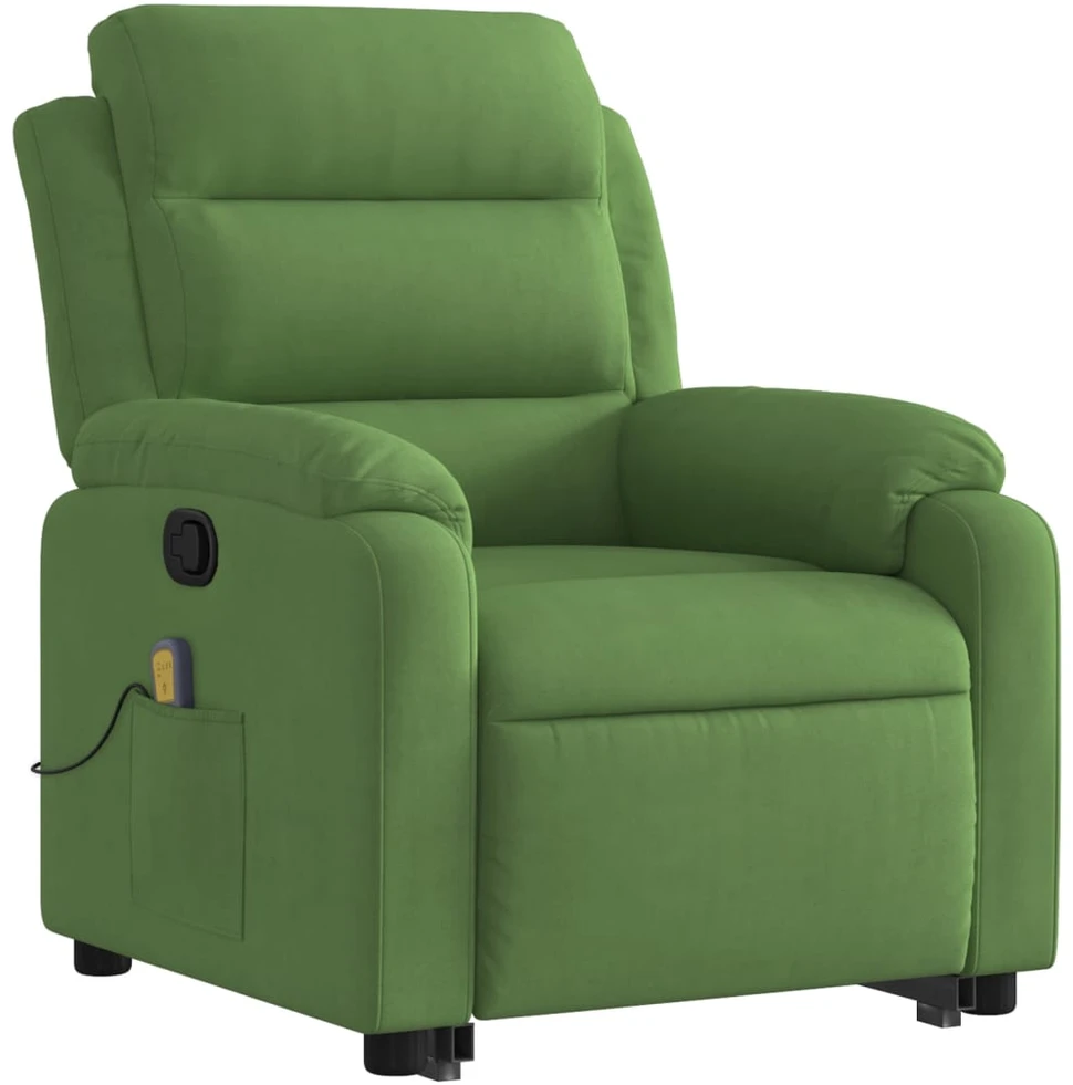 Fotelis Atsistojantis masažinis krėslas, šviesiai žalias, aksomas