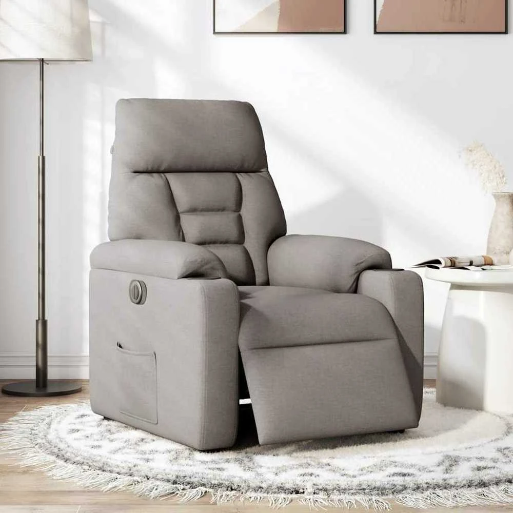 Fotelis Elektrinis atlošiamas krėslas, taupe spalvos, audinys
