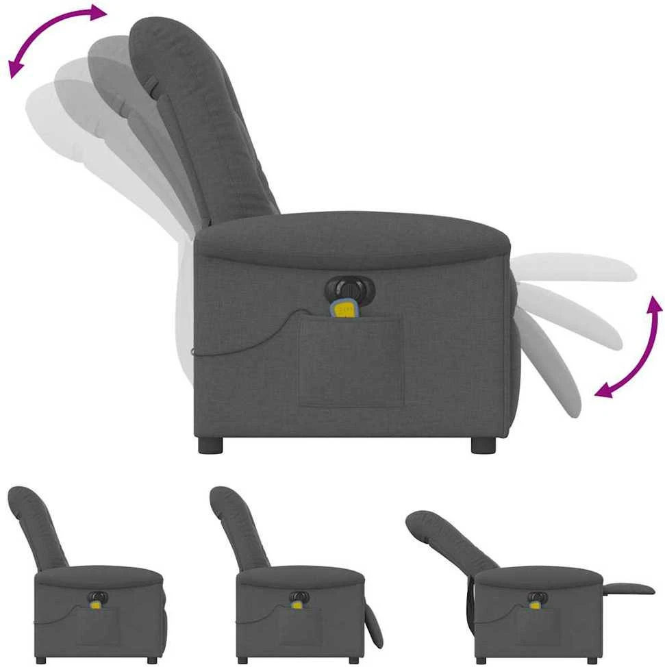 Fotelis Elektrinis masažinis krėslas, tamsiai pilkas, audinys
