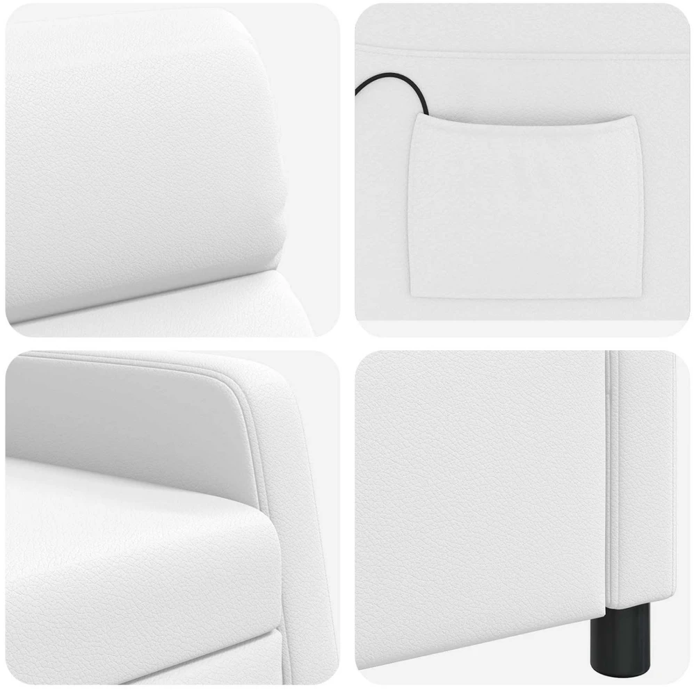 Fotelis Masažinis atlošiamasis krėslas Balta Dirbtinė oda