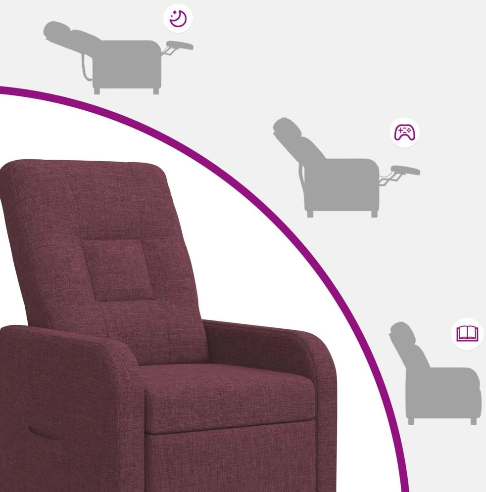 Fotelis Masažinis atlošiamasis krėslas Violetinė Audinys