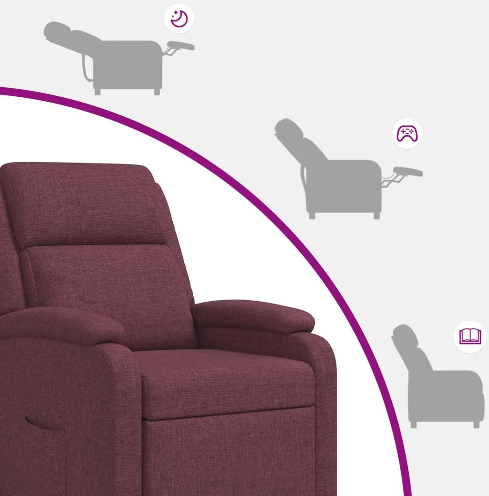 Fotelis Masažinis atlošiamasis krėslas Violetinė Audinys