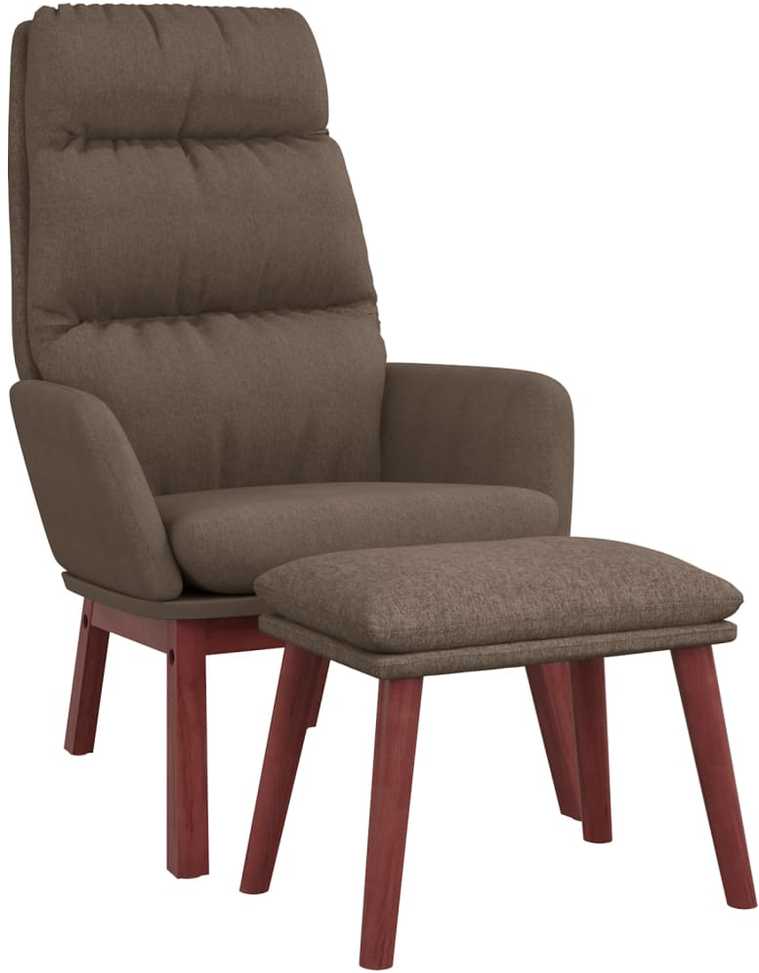 Fotelis Poilsio kėdė su taburete, taupe spalvos, audinys