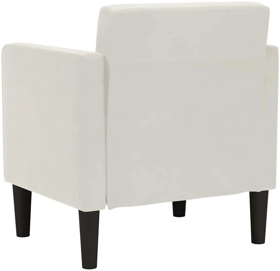 Fotelis Sofa-kėdė su porankiais, kreminės spalvos, 53 cm, aksomas