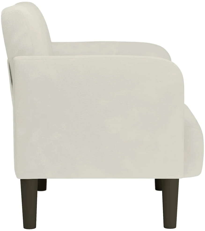 Fotelis Sofa-kėdė su porankiais, kreminės spalvos, 54 cm, aksomas
