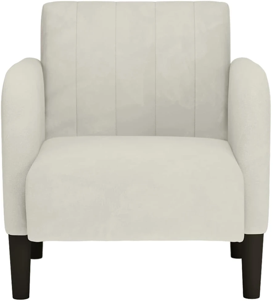 Fotelis Sofa-kėdė su porankiais, kreminės spalvos, 54 cm, aksomas