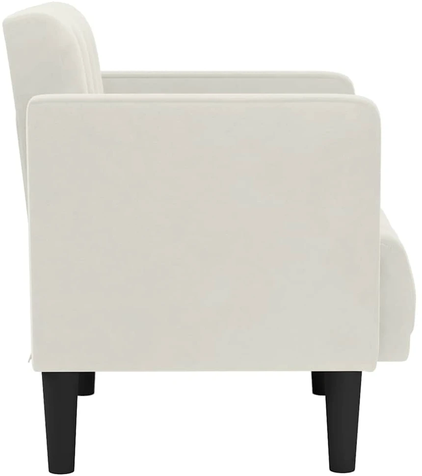 Fotelis Sofa-kėdė su porankiais, kreminės spalvos, 53 cm, aksomas