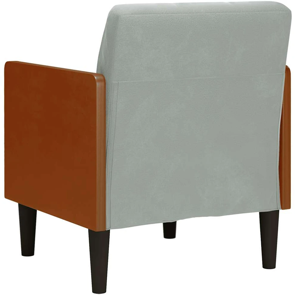Fotelis Sofa-kėdė su porankiais, šviesiai pilka, 55 cm, aksomas