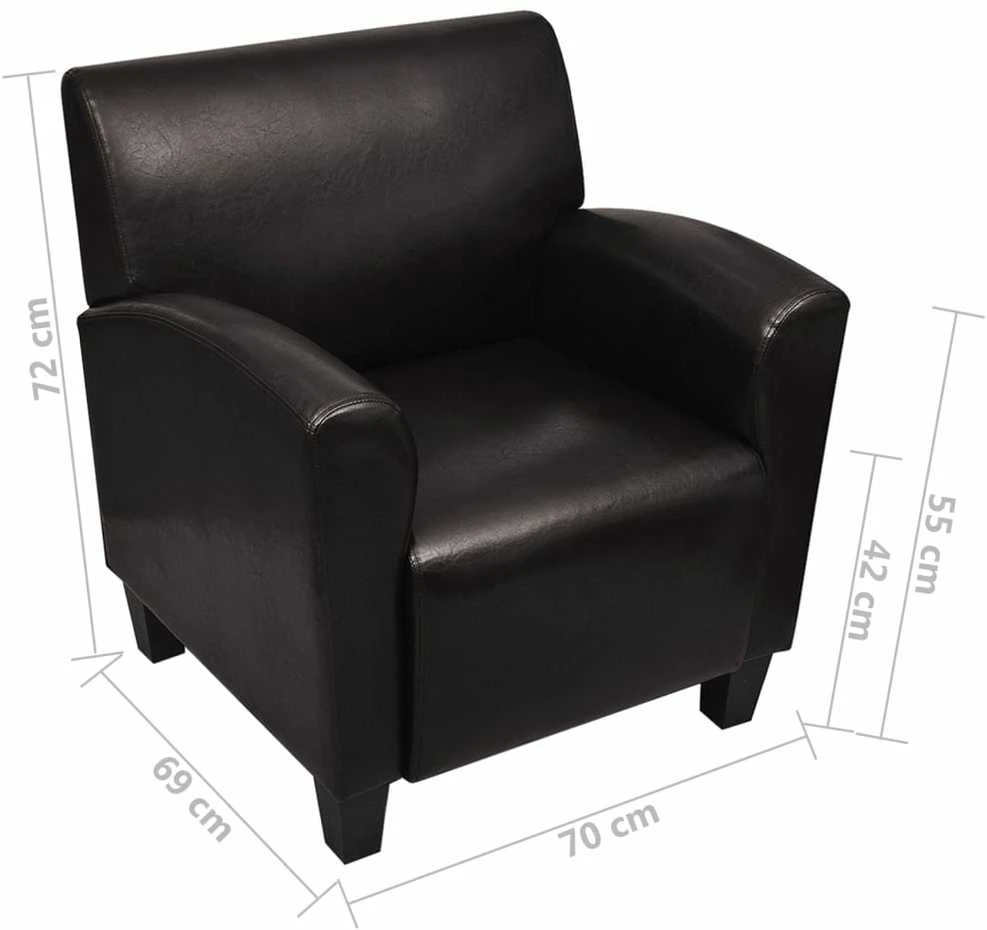 Sofa-kėdė, tamsiai ruda, dirbtinė oda