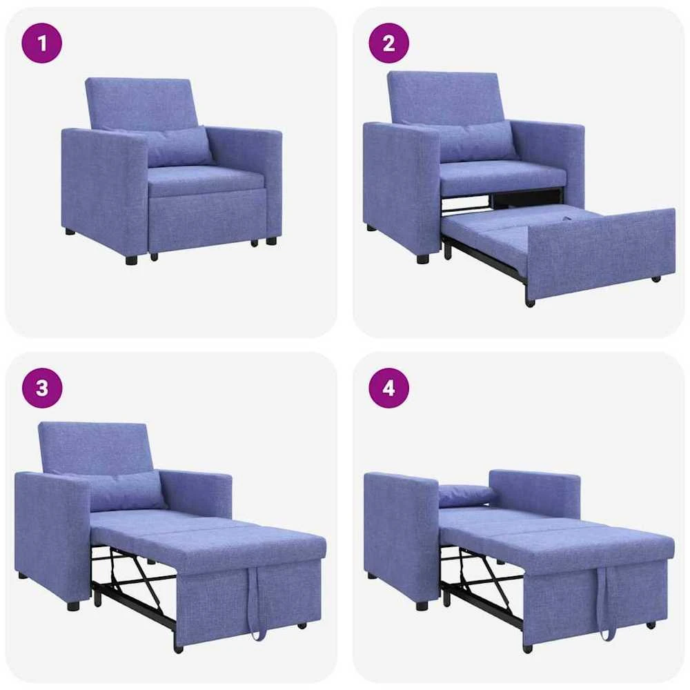 Fotelis Ištraukiamas sofa-lova vienvietis Džinsinė mėlyna audinys