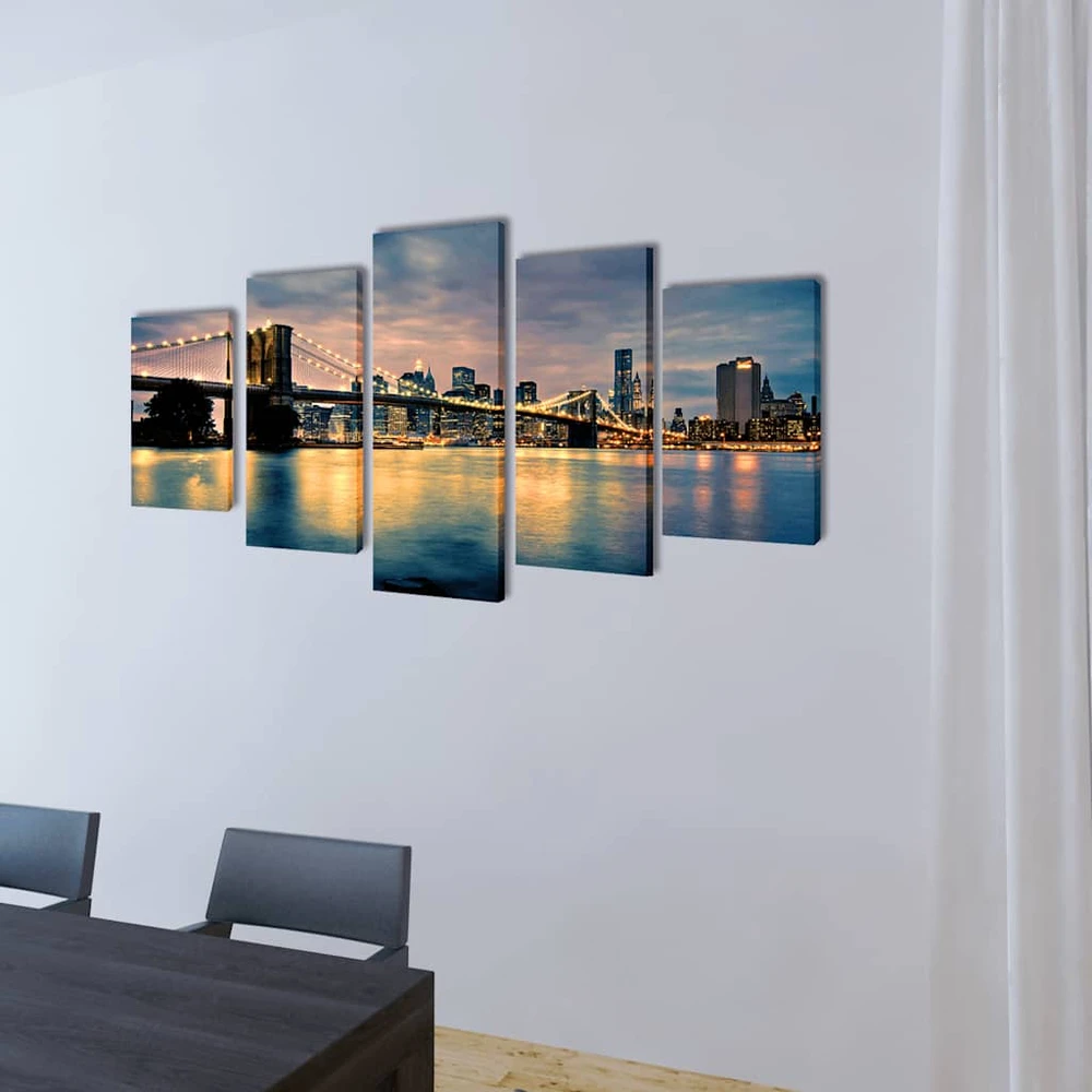 Nuotraukų rėmelis Fotopaveikslas "Bruklino Upė ir Tiltas" ant Drobės 200 x 100 cm
