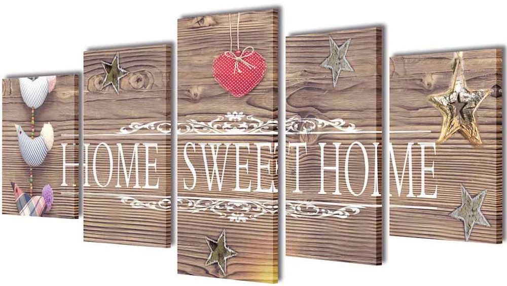 Nuotraukų rėmelis Fotopaveikslas su Užrašu "Home Sweet Home" ant Drobės 100 x 50 cm