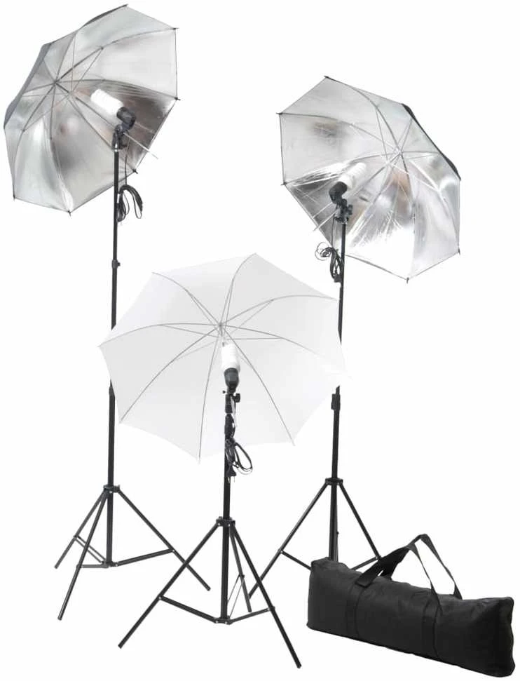 Fotostudijos komplektas su apšvietimo rinkiniu ir fonu