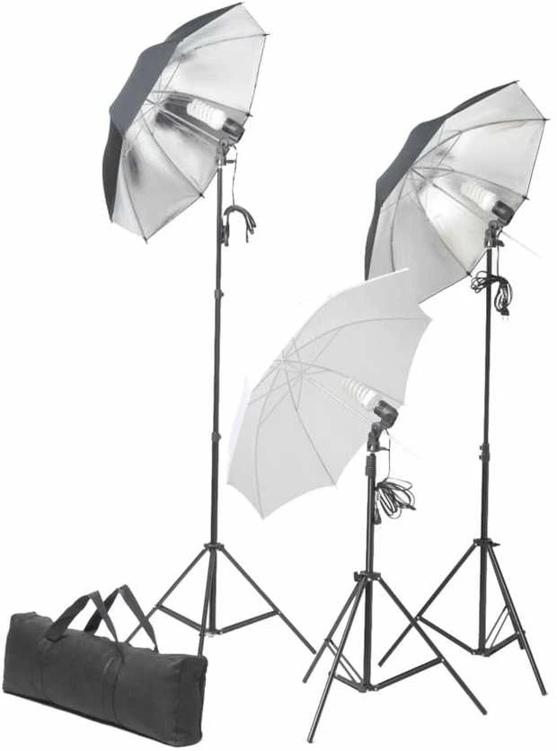 Fotostudijos komplektas su apšvietimo rinkiniu ir fonu