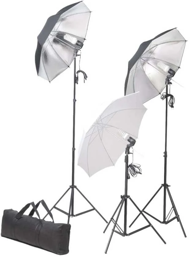 Fotostudijos komplektas su apšvietimo rinkiniu ir fonu