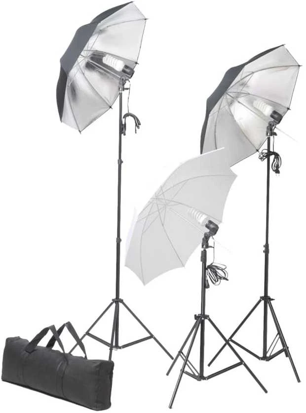 Fotostudijos komplektas su apšvietimo rinkiniu ir fonu