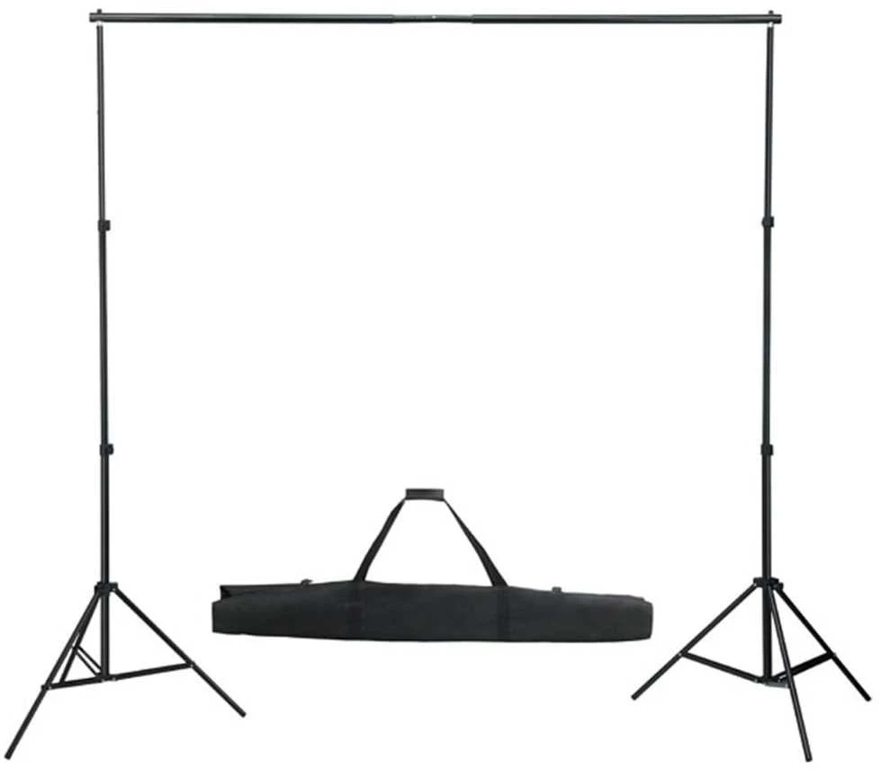 Fotostudijos komplektas su fonu, šviestuvais ir skėčiais