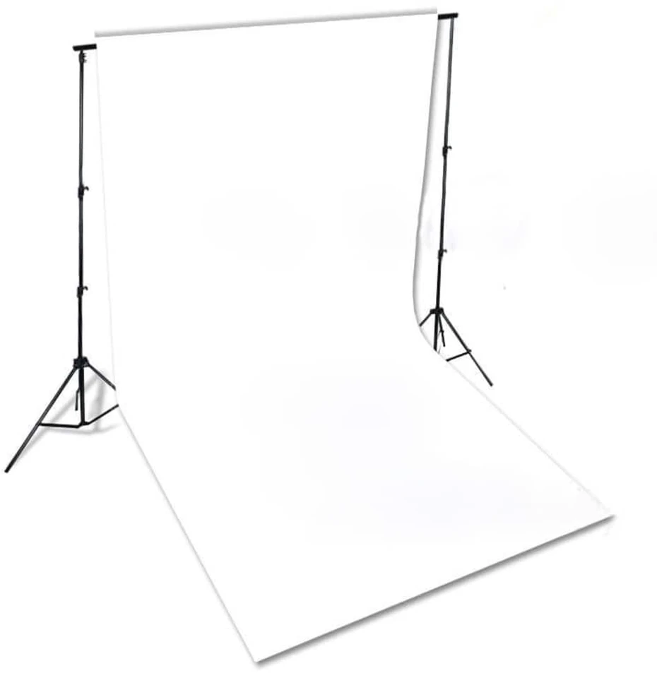 Fotostudijos komplektas su fonu, šviestuvais ir skėčiais
