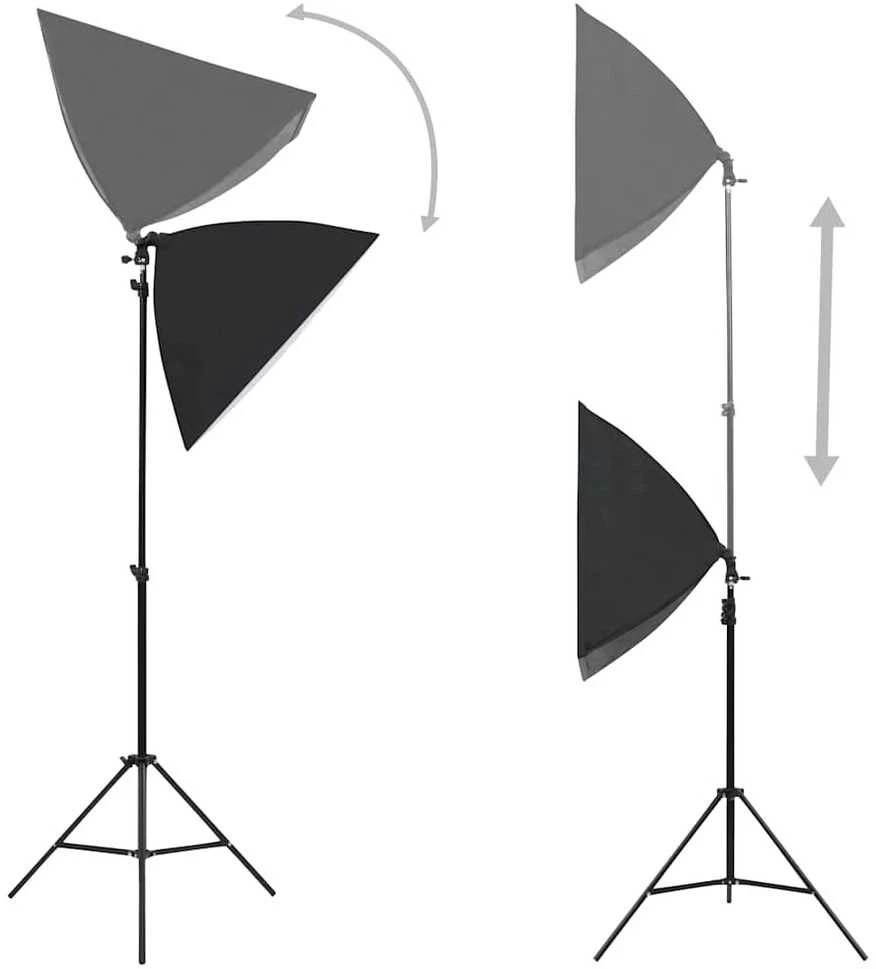 Fotostudijos komplektas su šviesdėžėmis, fonu ir reflektoriumi