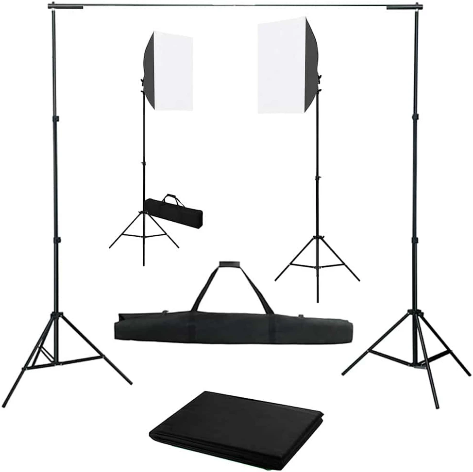 Fotostudijos komplektas su šviesdėžėmis ir fonu