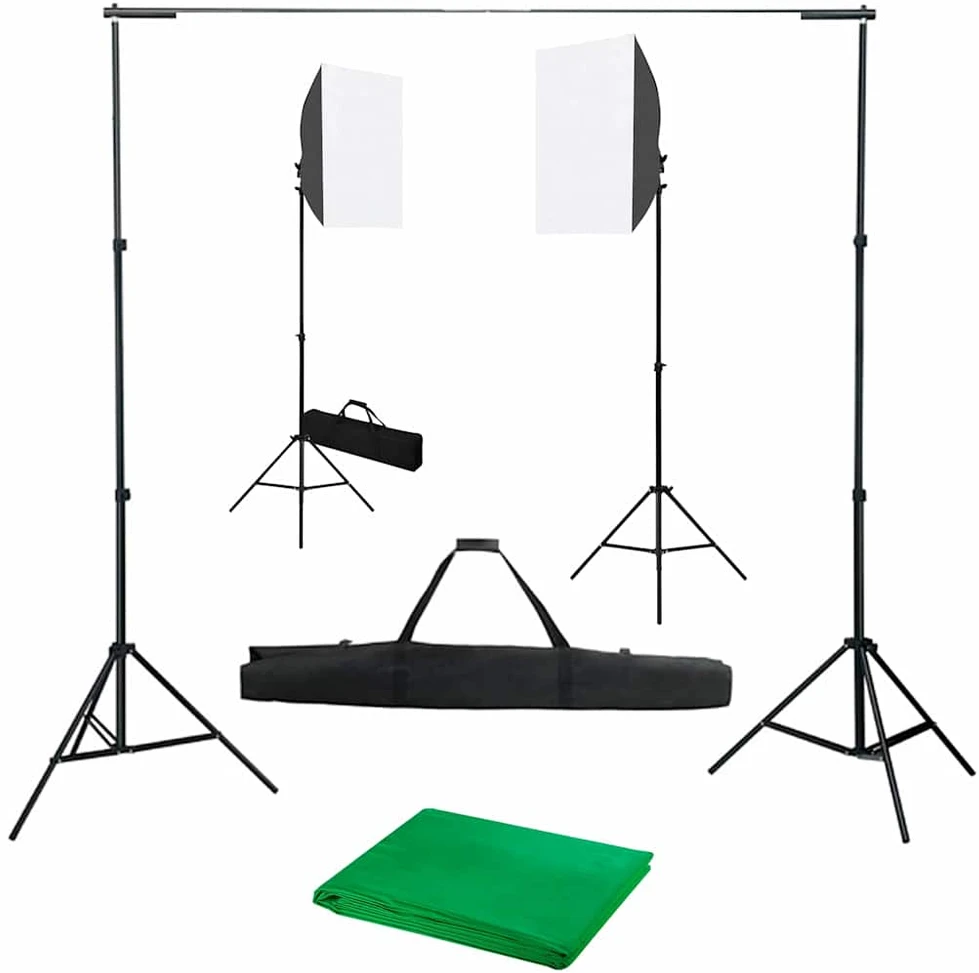 Fotostudijos komplektas su šviesdėžėmis ir fonu
