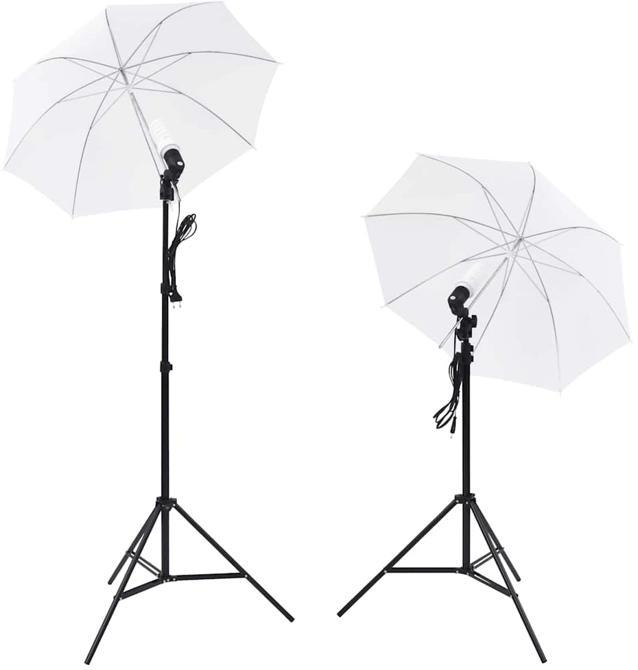 Fotostudijos rinkinys: 5 spalvoti fonai ir 2 skėčiai