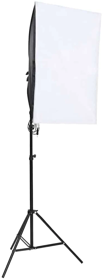 Fotostudijos rinkinys su apšvietimo rinkiniu ir fonu