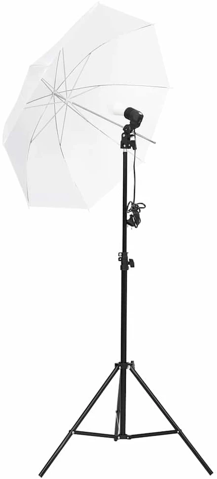 Fotostudijos rinkinys su šviestuvais, fonu ir reflektoriumi