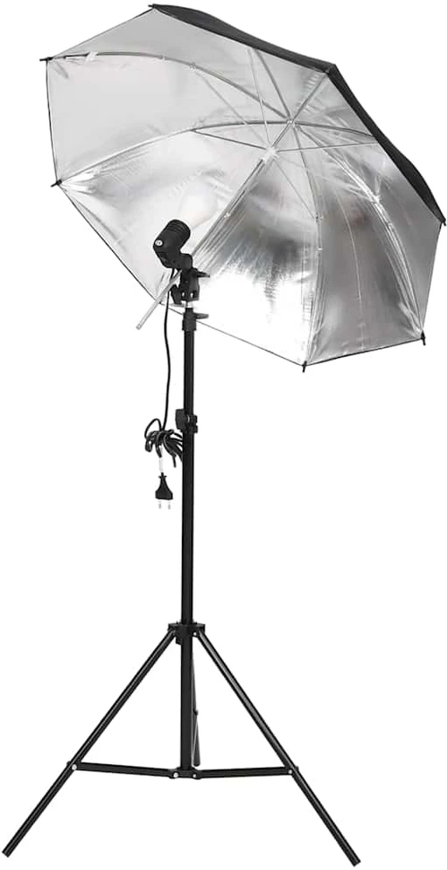 Fotostudijos rinkinys su šviestuvais, fonu ir reflektoriumi