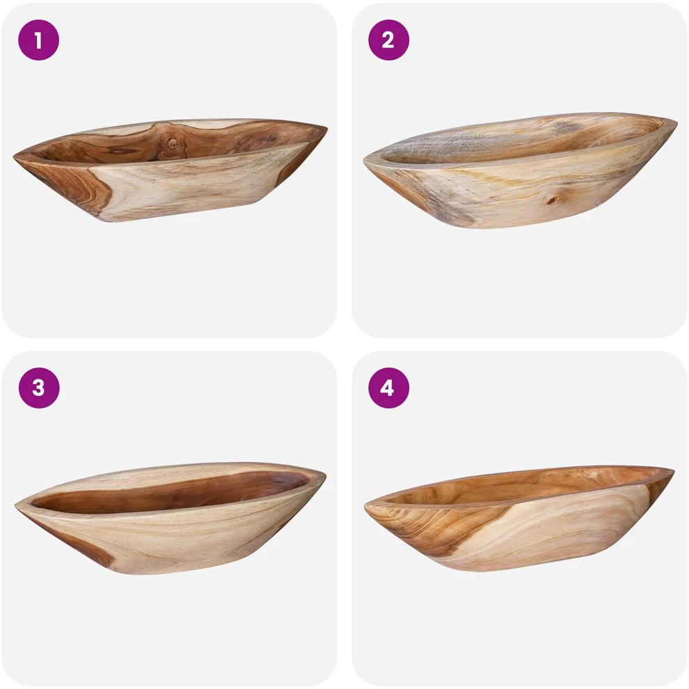 Fruit Bowl JEPARA Teak Brown 46 x 16 x 11 cm