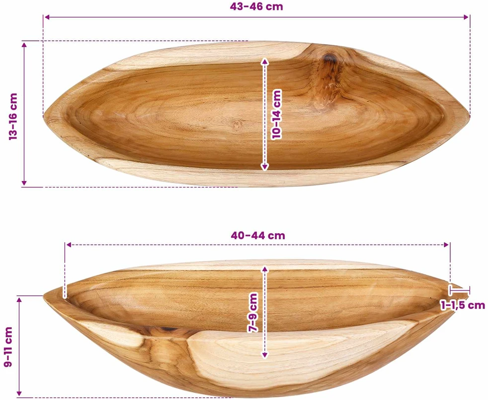 Fruit Bowl JEPARA Teak Brown 46 x 16 x 11 cm