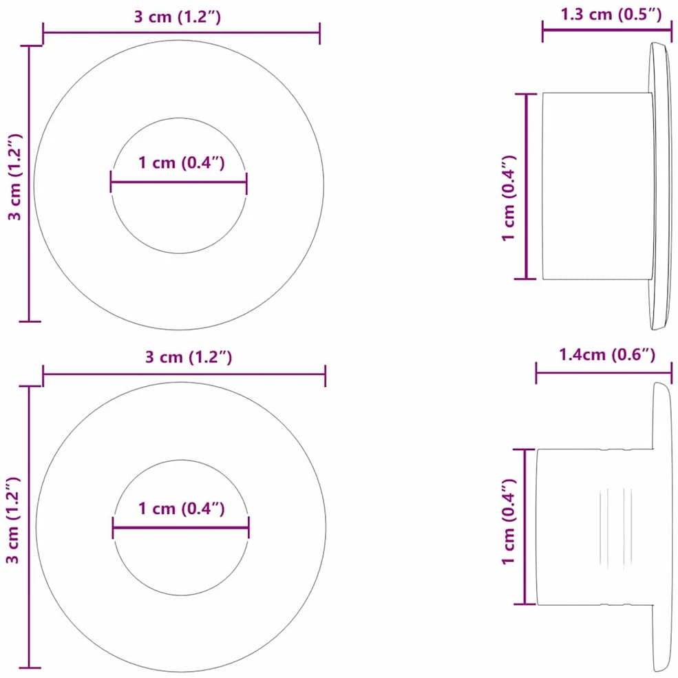 Futbolo stalo kamštukai 10 vnt. Juodas 3 x 3 x 1,4 cm HIPS