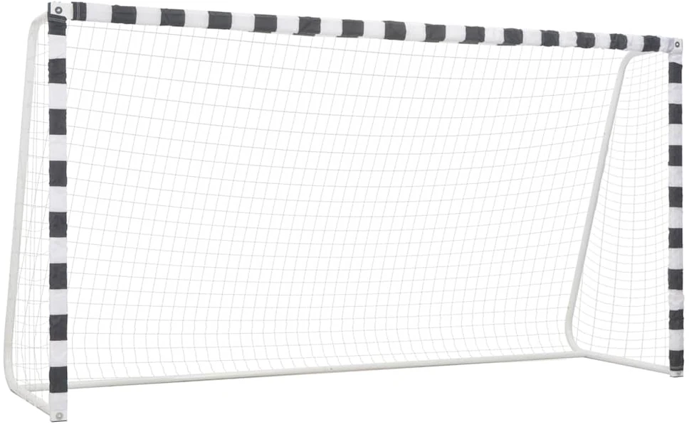 Futbolo vartai, juodos ir baltos sp., 300x160x90 cm, metalas