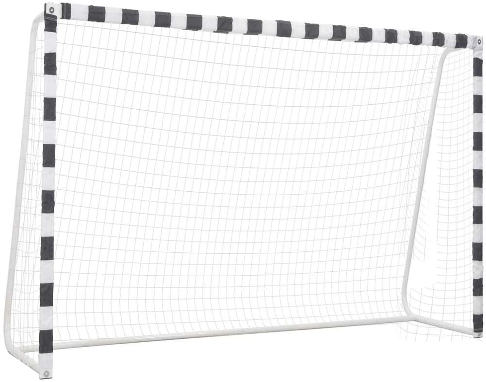 Futbolo vartai, juodos ir baltos sp., 300x200x90 cm, metalas