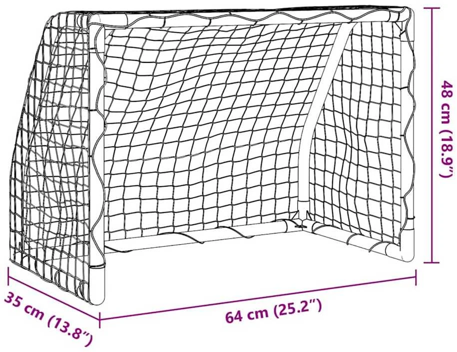 Futbolo vartai su kamuoliu, 2vnt., balti, 64x35x48cm, metalas